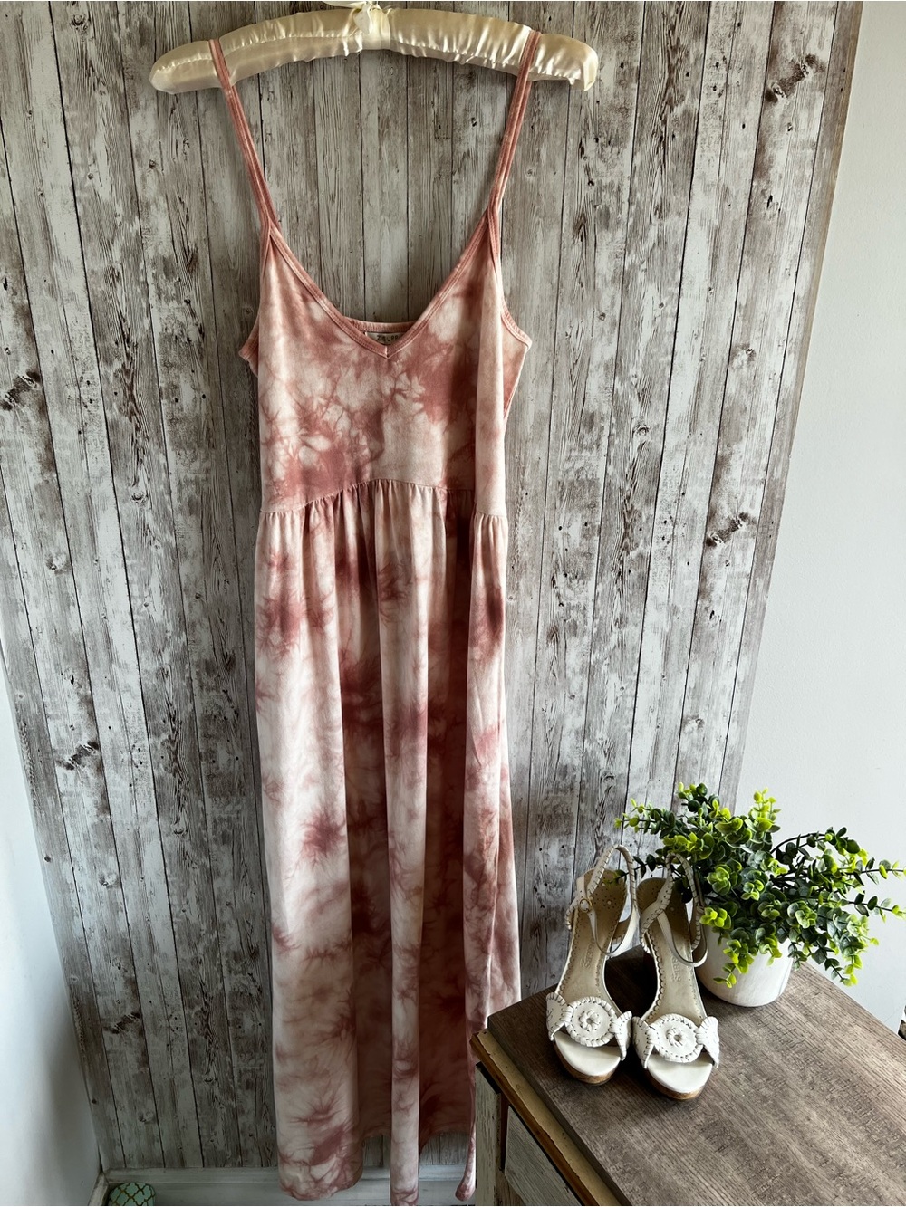 Z Supply Pink Rose Tie-Dye Midi Dress Cotton Summer NEW Small